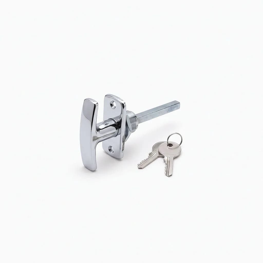 Chrome garage roller door T-handle lock with two keys