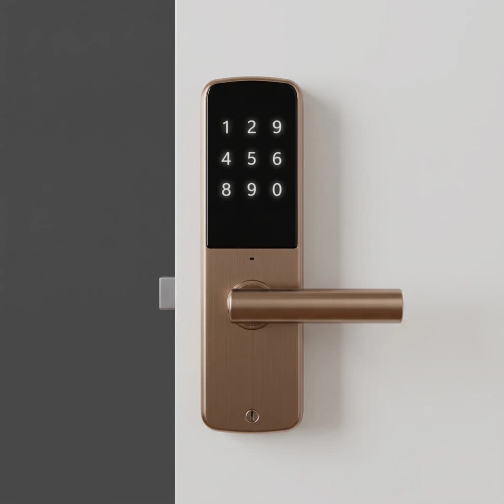 Drilling bore holes into a new door for a smart lock